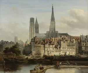 Quay de Paris w Rouen, Johannes Bosboom, 1839